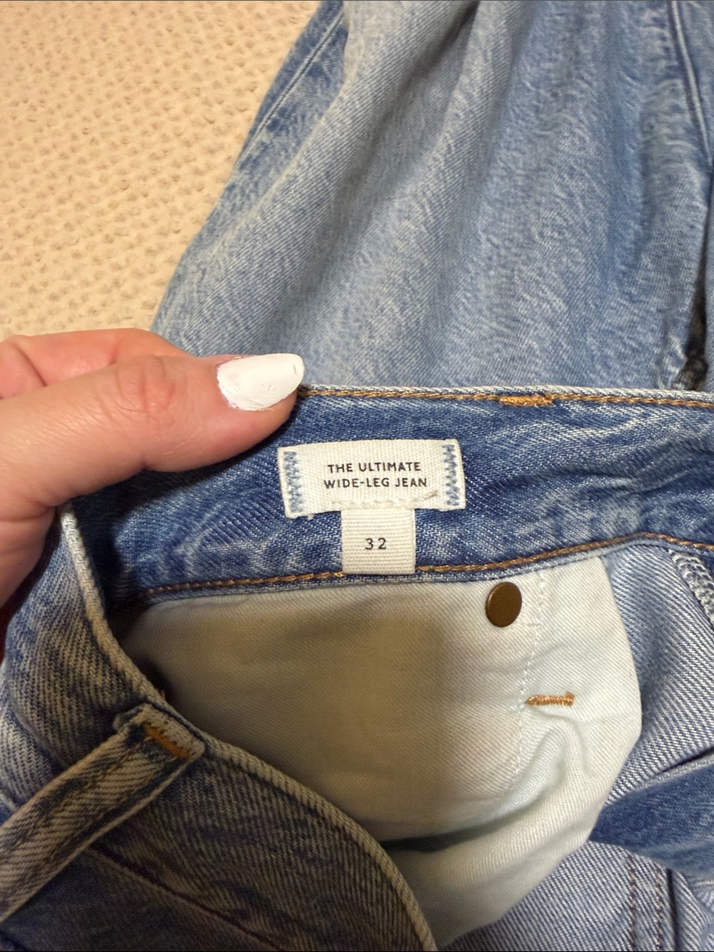 MADEWELL Drawstring Wide Leg Light Blue Denim Jeans - Picture 3 of 5